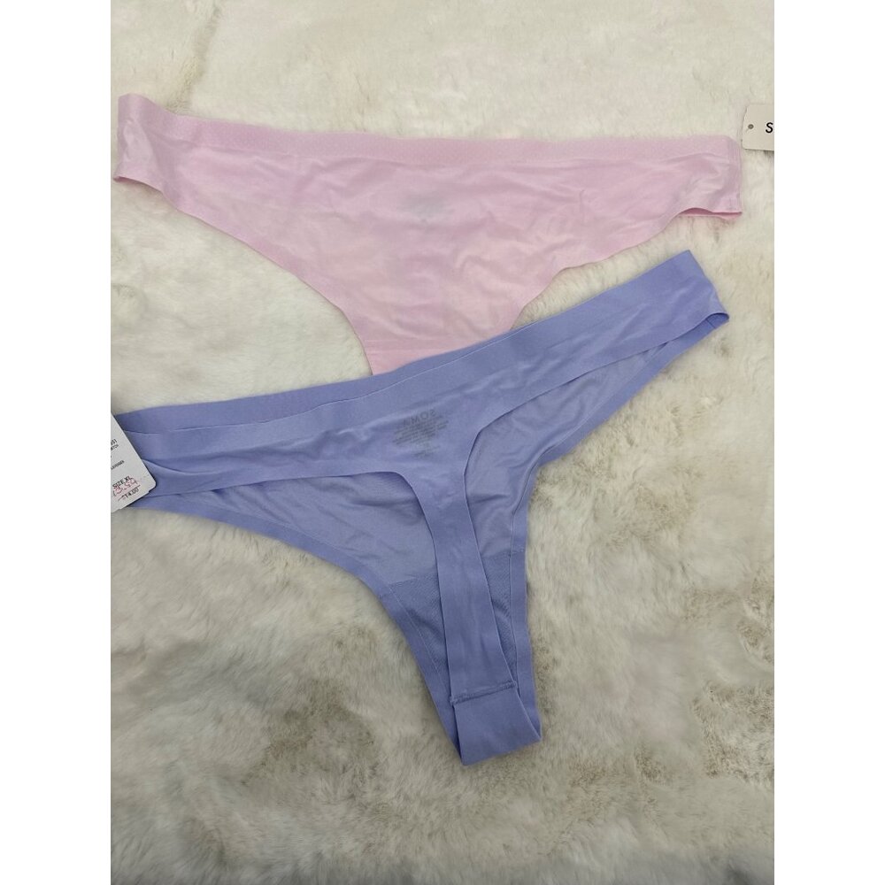 SOMA Embliss size XL Soft Stretch Thong Panty Pink & Purple NEW  X-Large 2 pair - Picture 4 of 6